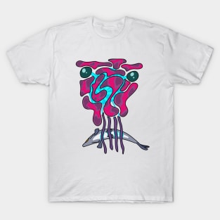 Violet alien crab eating fish T-Shirt